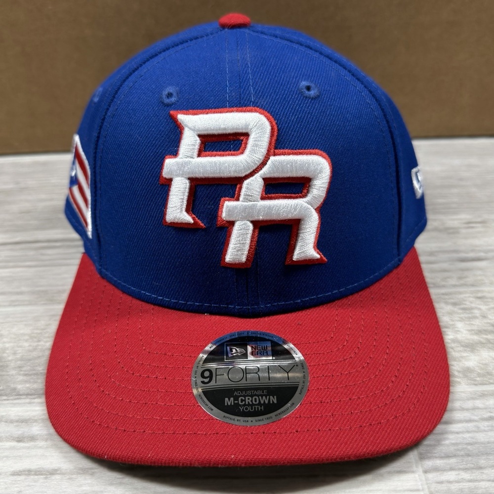 NEW ERA Puerto Rico M-Crown Hat Cap Snapback Boys YOUTH Blue Red Baseball WBC